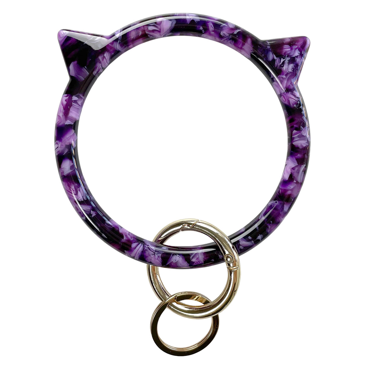 Cat Key Ring Bracelet Wristlet Keychain Keychains Bangle Keyring for Women Girls Key Animal Chain Holder Wrist Car Wallet (Purple)