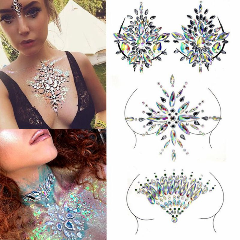 Tattoo Stickers, Crystal Chest Stickers, Nipple Covers