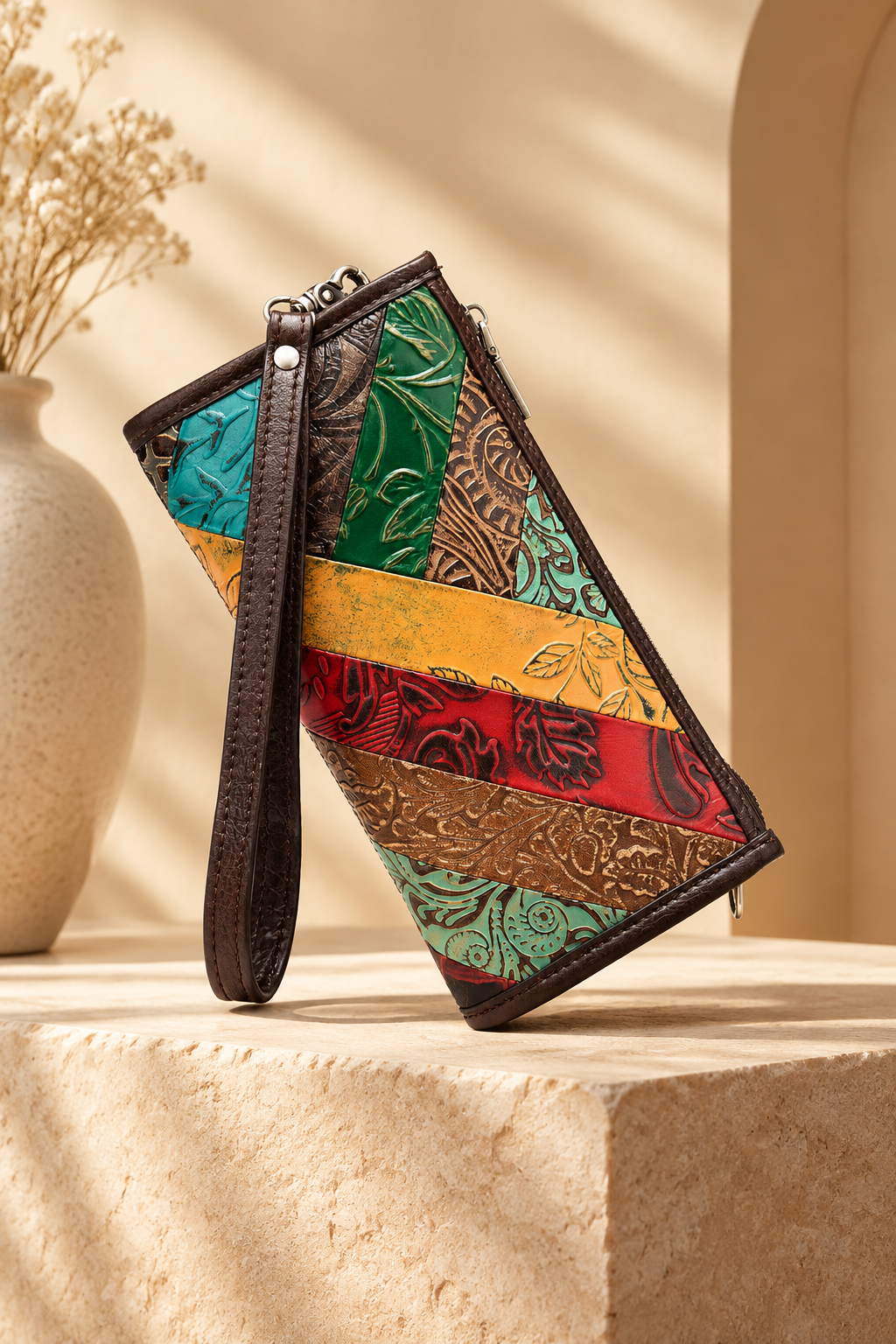 Luxury cowhide handbag social media photo