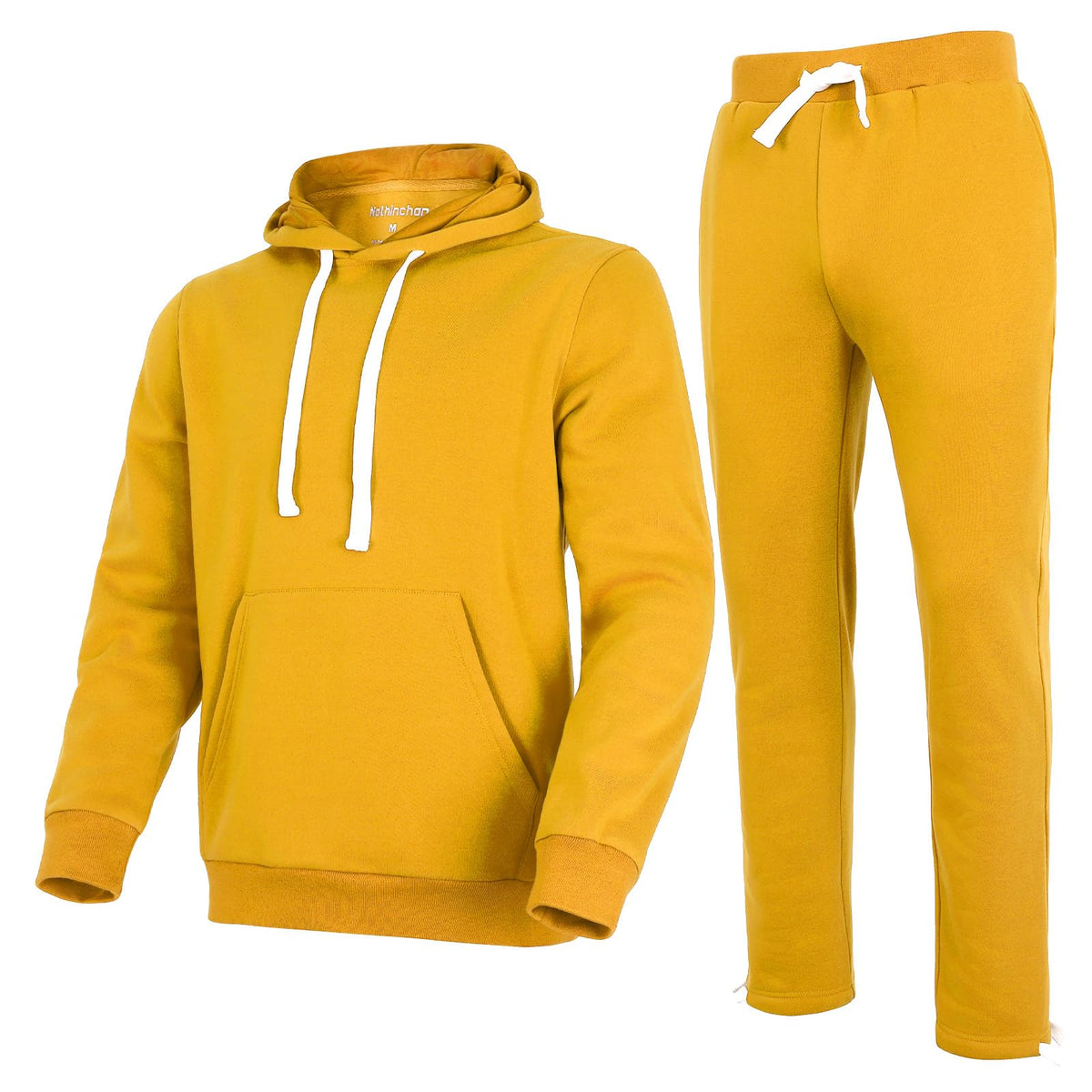 Nothinchan Mens Tracksuit 2 Piece Hoodie Sweat Athletic Sweatsuit Fleece Casual Running Jogging Sport Suit Sets(YellowM)